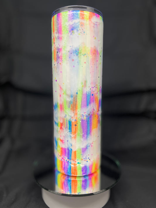 30oz Skinny, No Handle Vertical Rainbow with Clouds