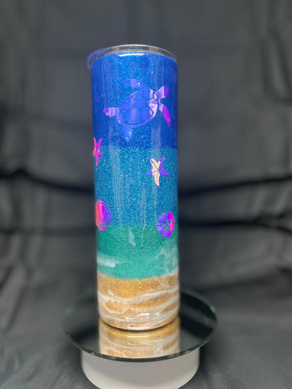 30oz Skinny, No Handle 'Shady Beach' Ombre