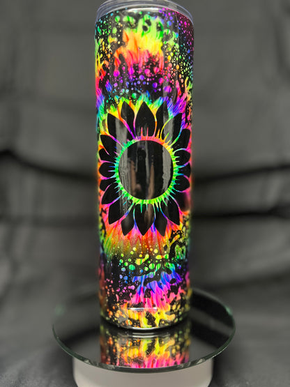 30oz Skinny, No Handle 'Soapy, Tie-Dyed Sunflower'