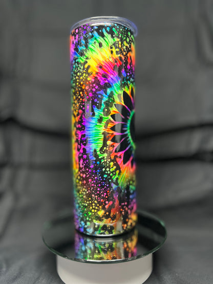 30oz Skinny, No Handle 'Soapy, Tie-Dyed Sunflower'