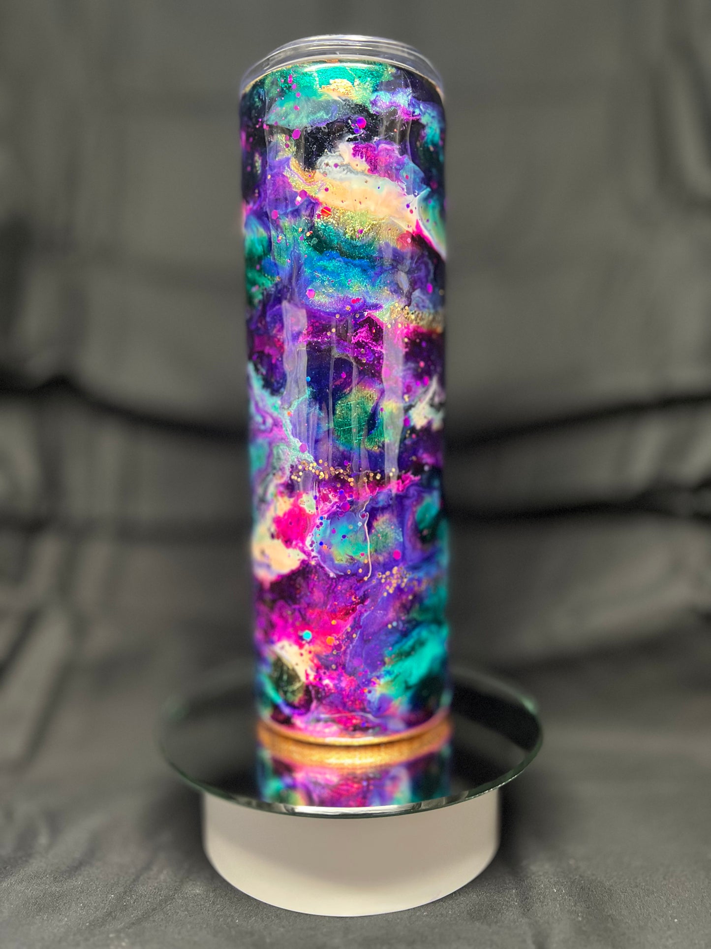 30oz Skinny, No Handle Foil Base, Purple Swirl