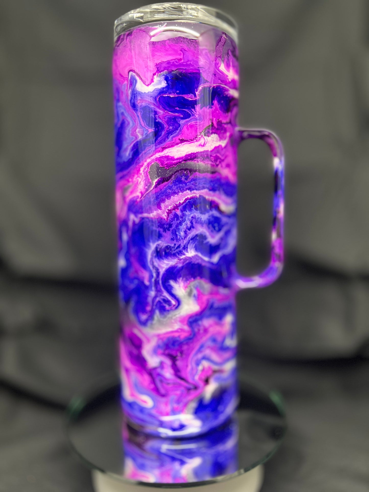 30oz Handle, All purple Ink Swirl over Glitter Base