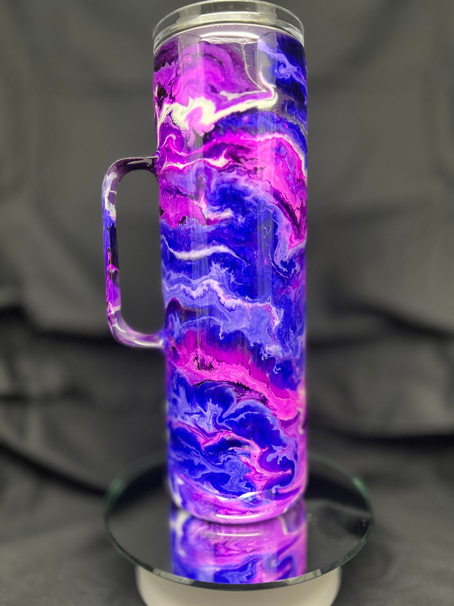 30oz Handle, All purple Ink Swirl over Glitter Base