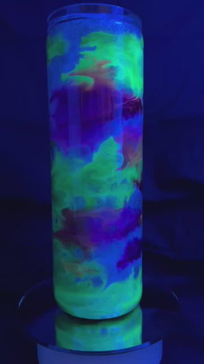 30oz Skinny No Handle Neon Ink Swirl