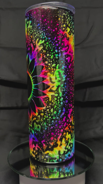 30oz Skinny, No Handle 'Soapy, Tie-Dyed Sunflower'