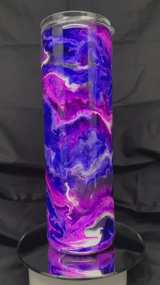 30oz Handle, All purple Ink Swirl over Glitter Base