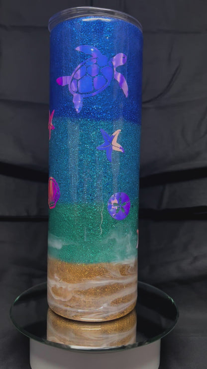 30oz Skinny, No Handle 'Shady Beach' Ombre