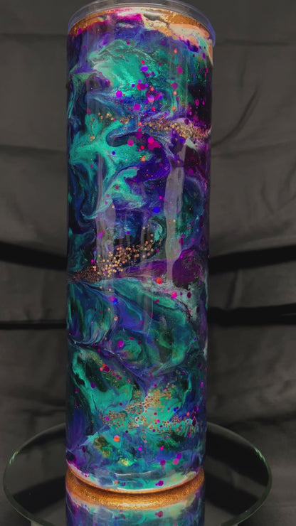 30oz Skinny, No Handle Foil Base, Purple Swirl